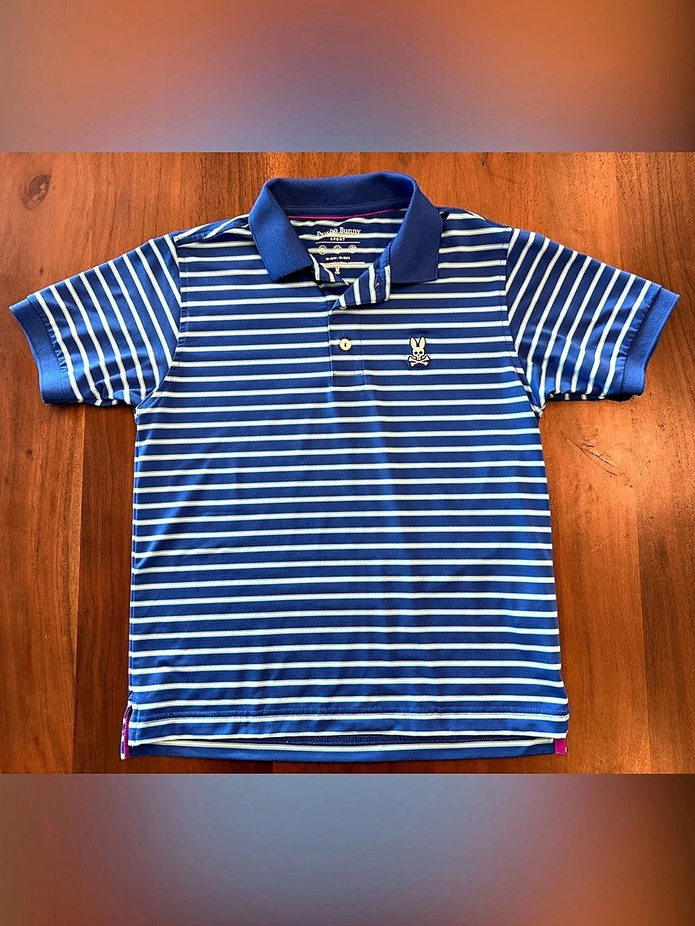 Psycho Bunny Sport Polo Striped Polo in Blue Boys 10-12 Like New